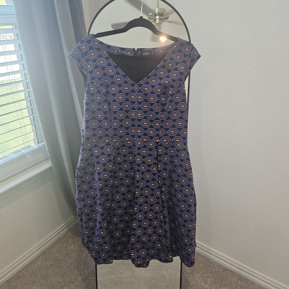 Kate Spade Navy and Orange Geometric Mini Dress